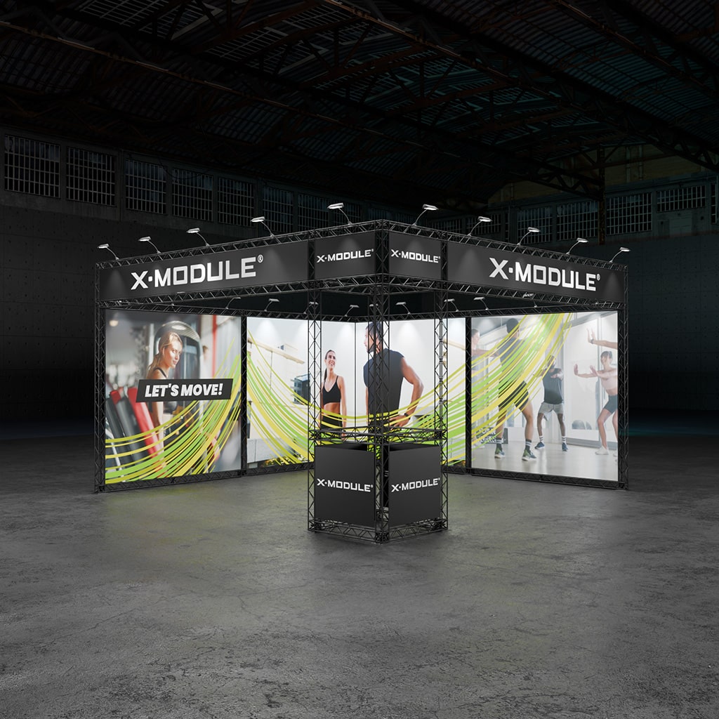 X-MODULE Eckstand 55 mit Bannerlösung