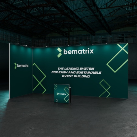 beMatrix Messestand Eckstand 24 m² 4 m